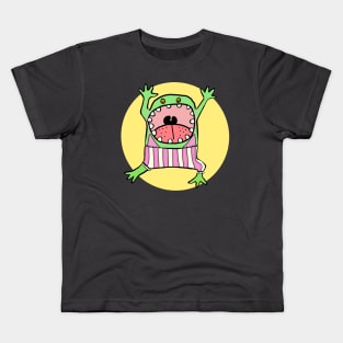 Green monster, fantasy figure, screaming Kids T-Shirt